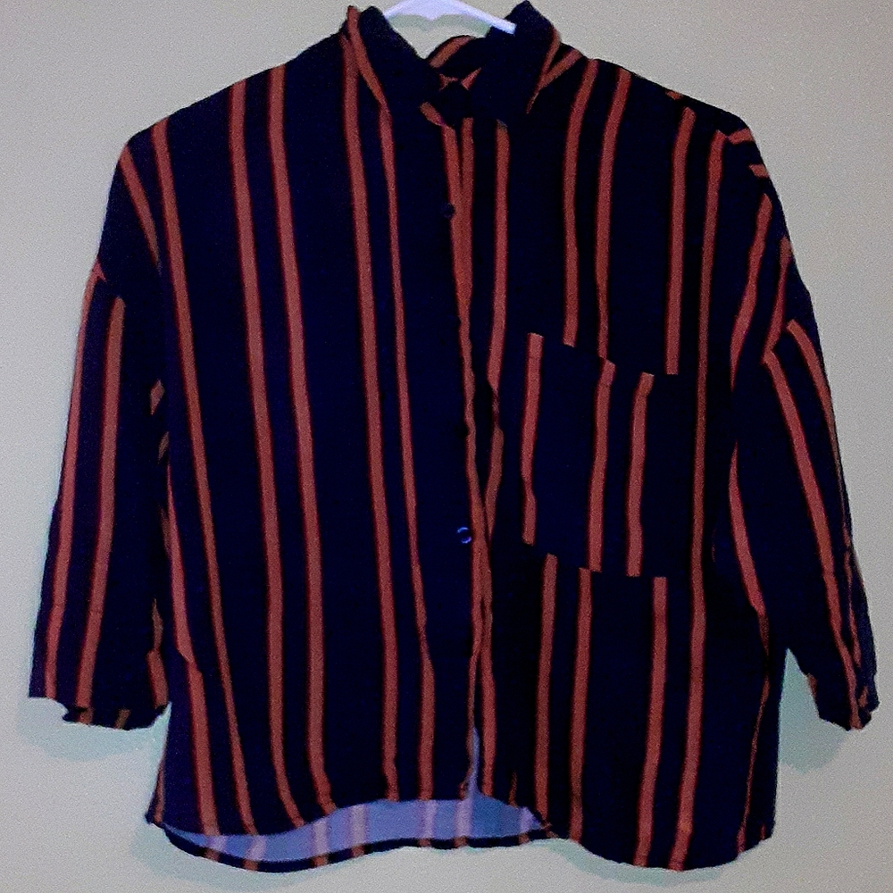 A cropped button up shirt